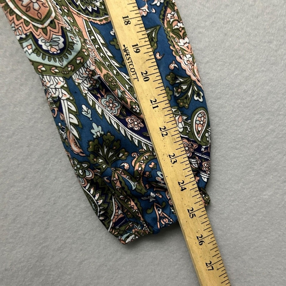 SHEIN Curve Paisley Tie Front Crop Top Womens 2XL Blue Green Boho Long Sleeve - Picture 13 of 16